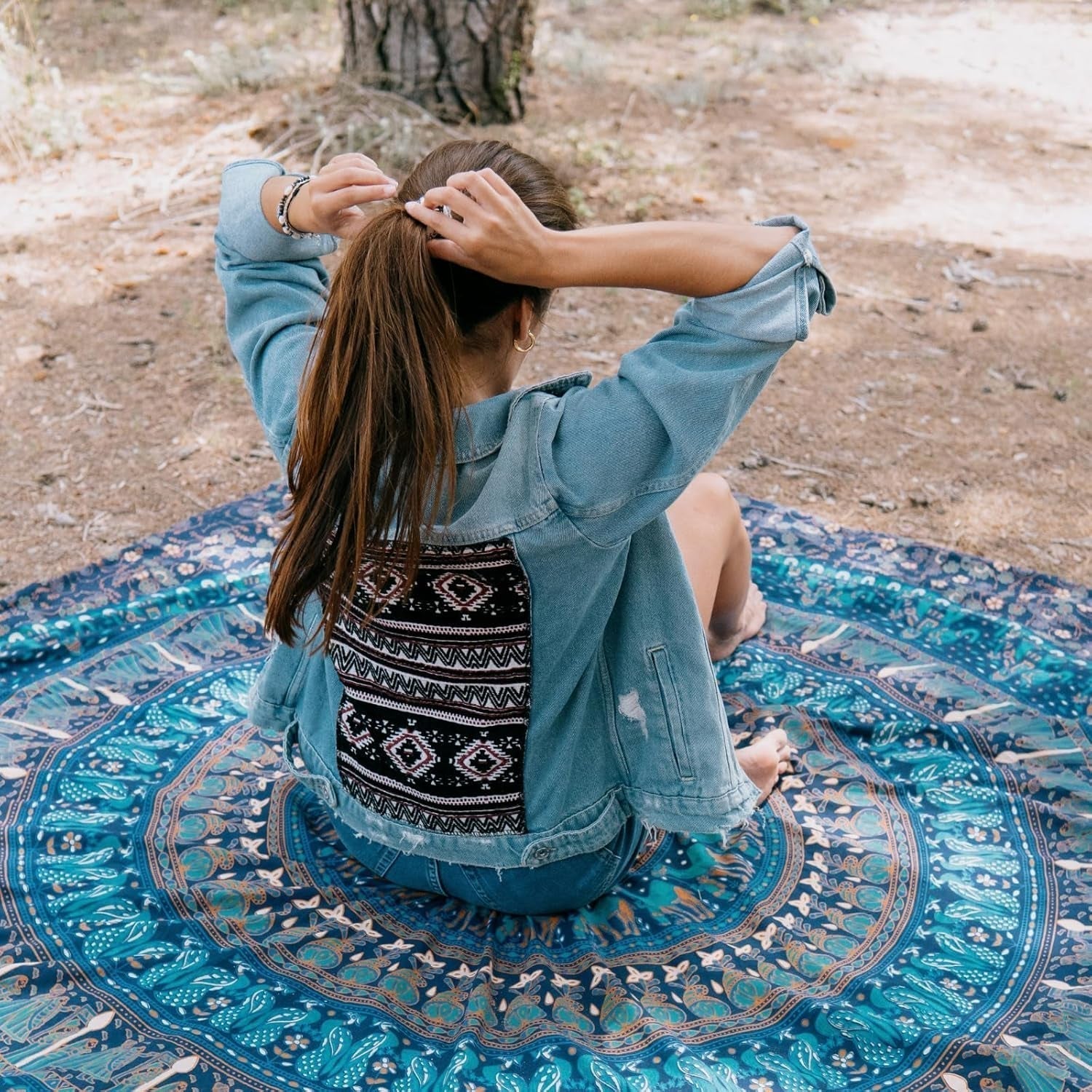 Wandtapijt momomus mandala gekleurd katoen oosterse motieven Woon - Accessoires en Decoratie Naty Shop