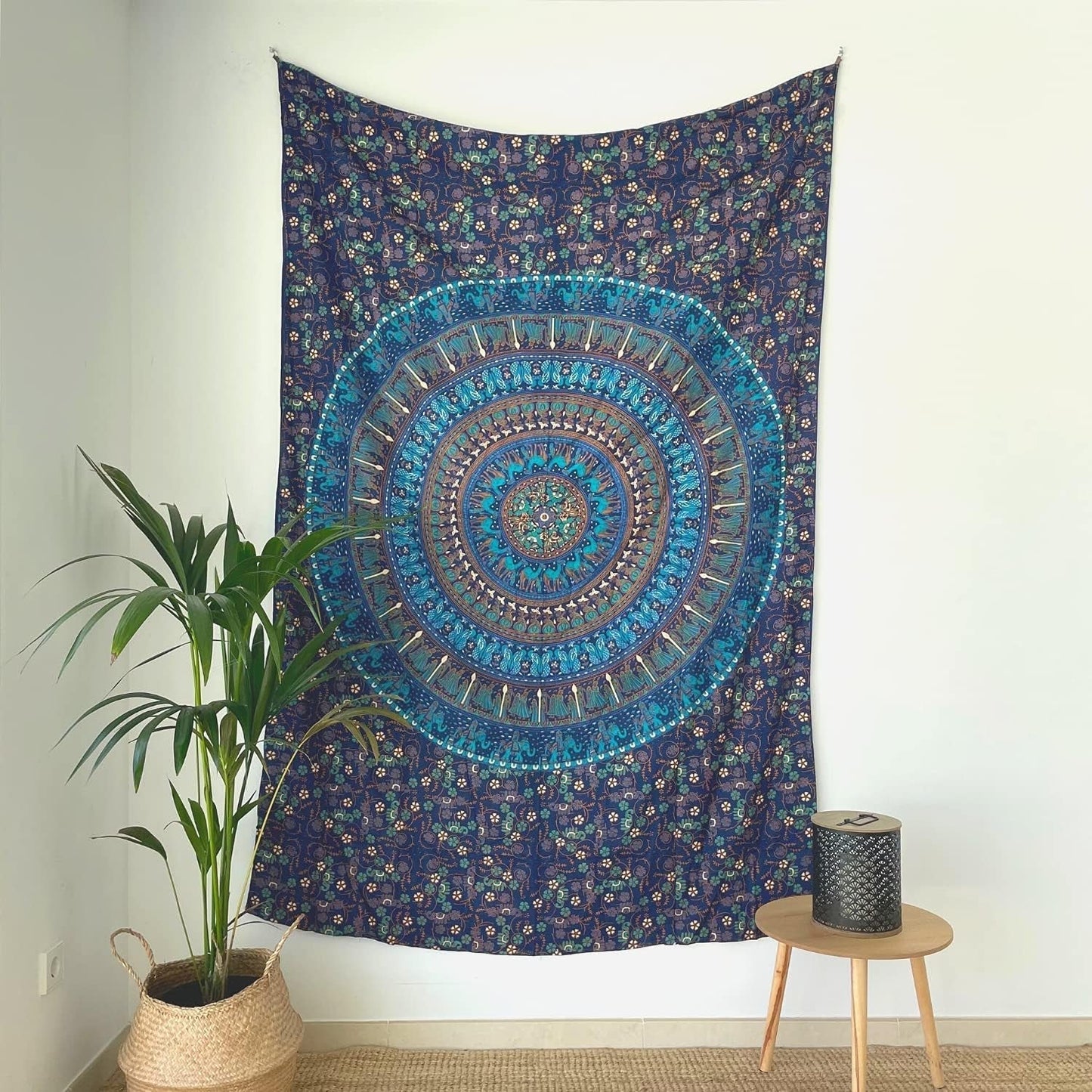 Wandkleed momomus mandala gekleurd katoen oosterse motieven Wonen - Accessoires en Decoratie Naty Shop Blauw C 135L X 210B Cm