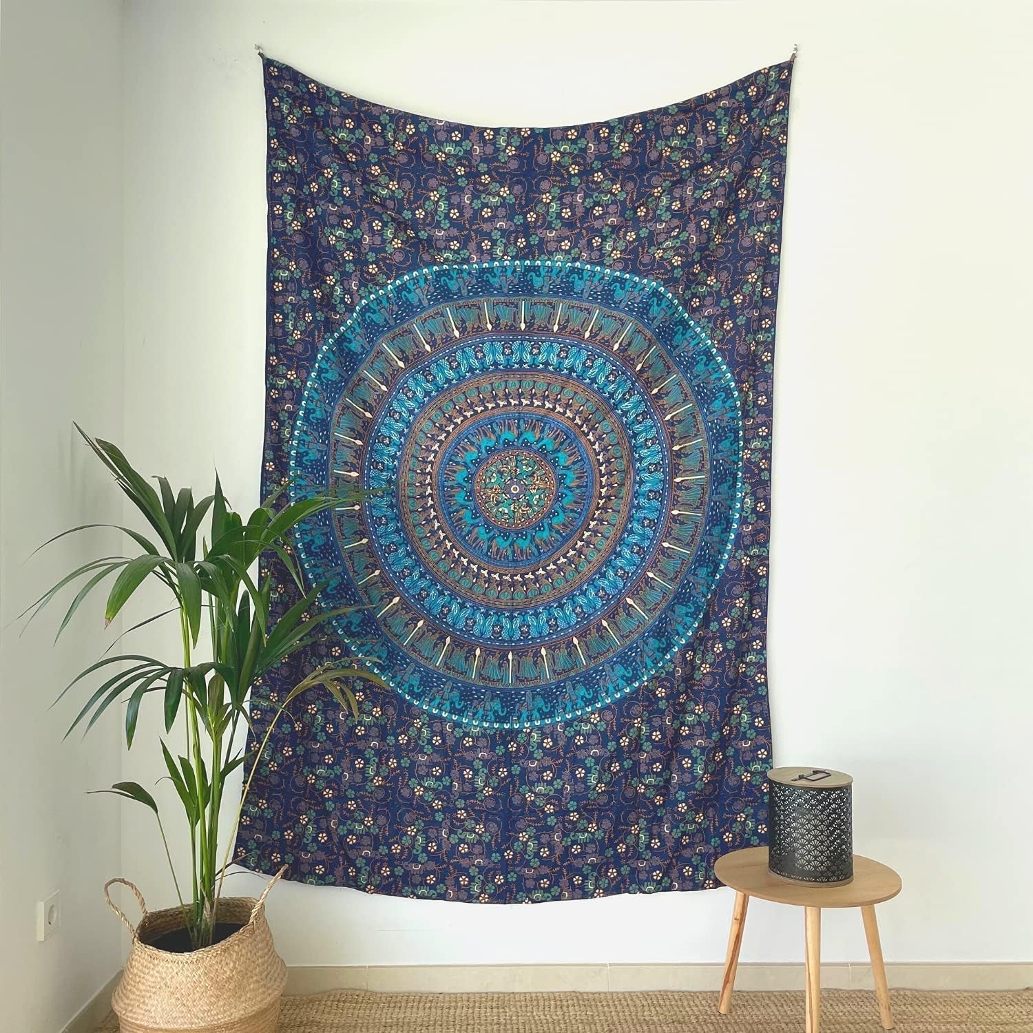 Wandkleed momomus mandala gekleurd katoen oosterse motieven Wonen - Accessoires en Decoratie Naty Shop Blauw C 135L X 210B Cm