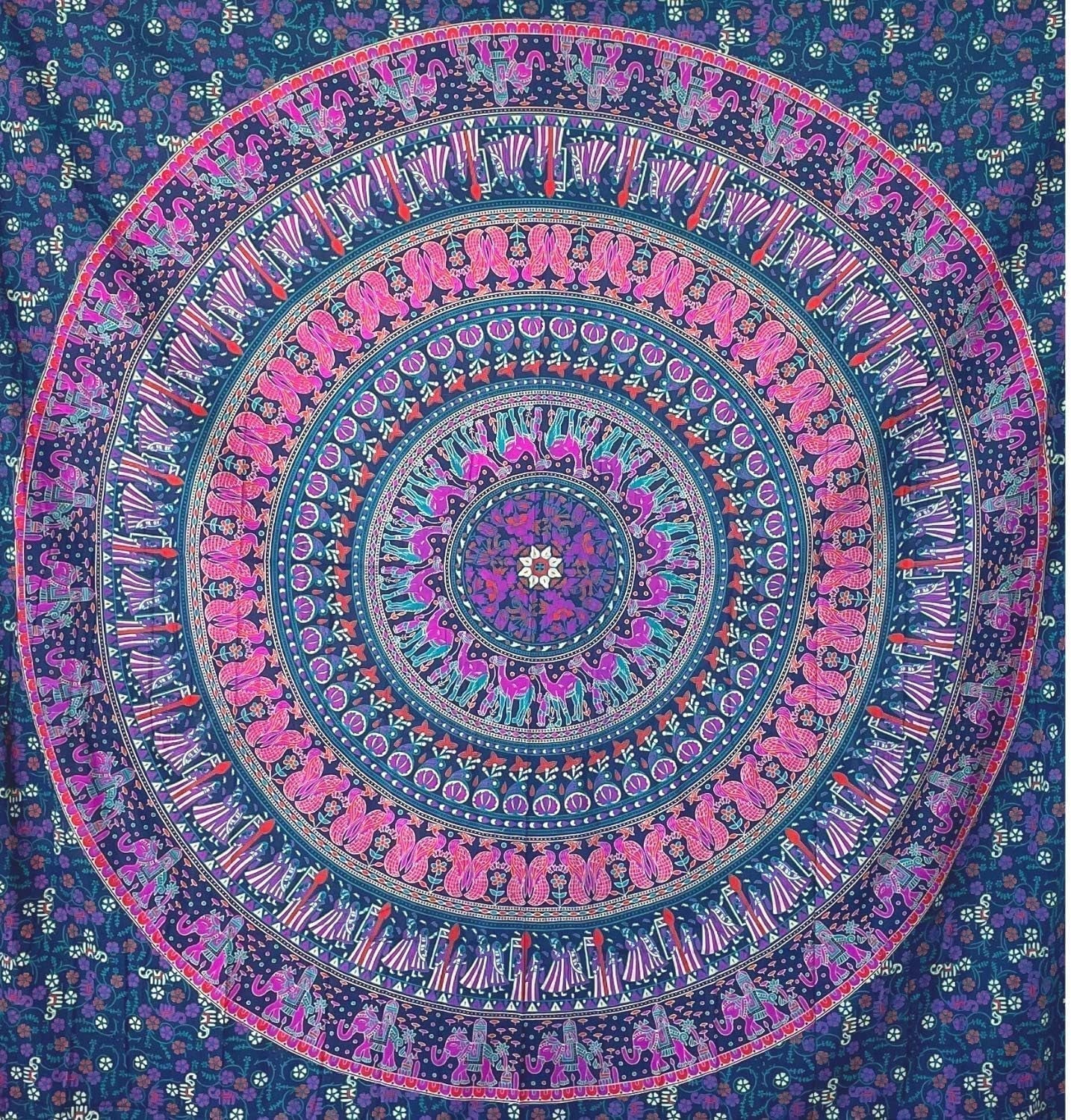 Wandtapijt momomus mandala gekleurd katoen oosterse motieven Woon - Accessoires en Decoratie Naty Shop Violet A 210L X 230B Cm