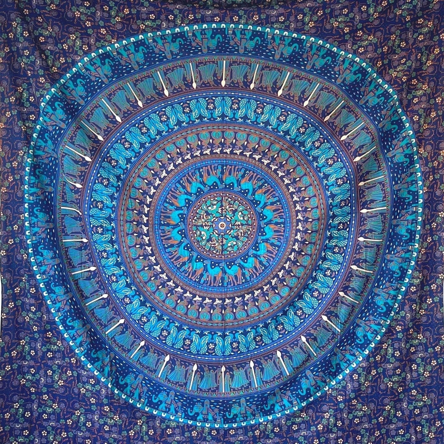 Wandkleed momomus mandala gekleurd katoen oosterse motieven Wonen - Accessoires en Decoratie Naty Shop Blauw C 210L X 230B Cm