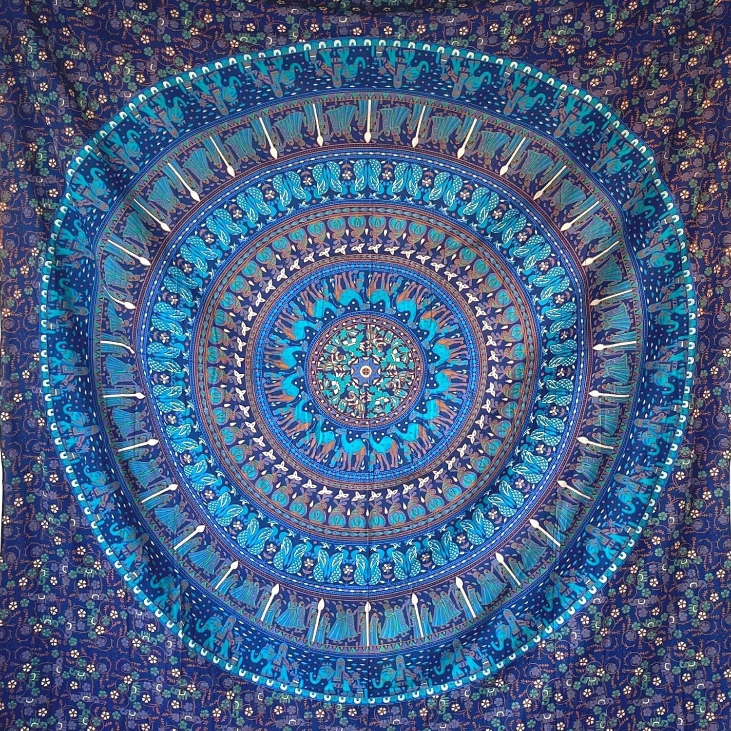 Wandkleed momomus mandala gekleurd katoen oosterse motieven Wonen - Accessoires en Decoratie Naty Shop Blauw C 210L X 230B Cm