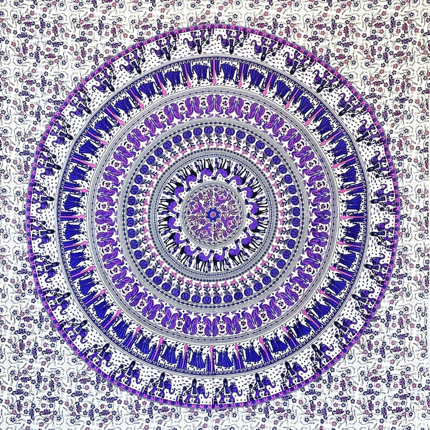 Wandkleed momomus mandala kleurrijk katoen oosterse motieven Wonen - Accessoires en Decoratie Naty Shop Wit-lila 135L X 210B Cm
