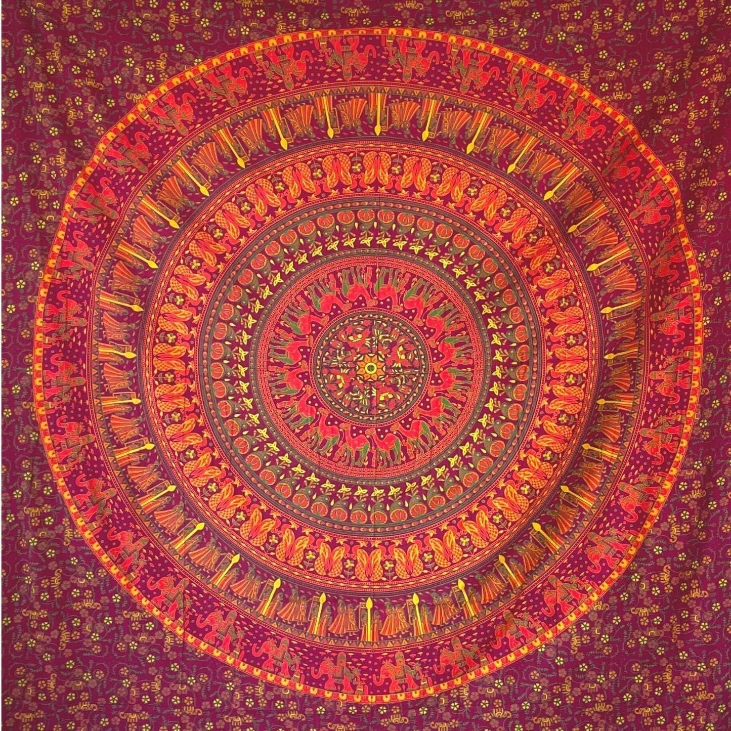 Wandkleed momomus mandala gekleurd katoen oosterse motieven Wonen - Accessoires en Decoratie Naty Shop Oranje 210L X 230B Cm