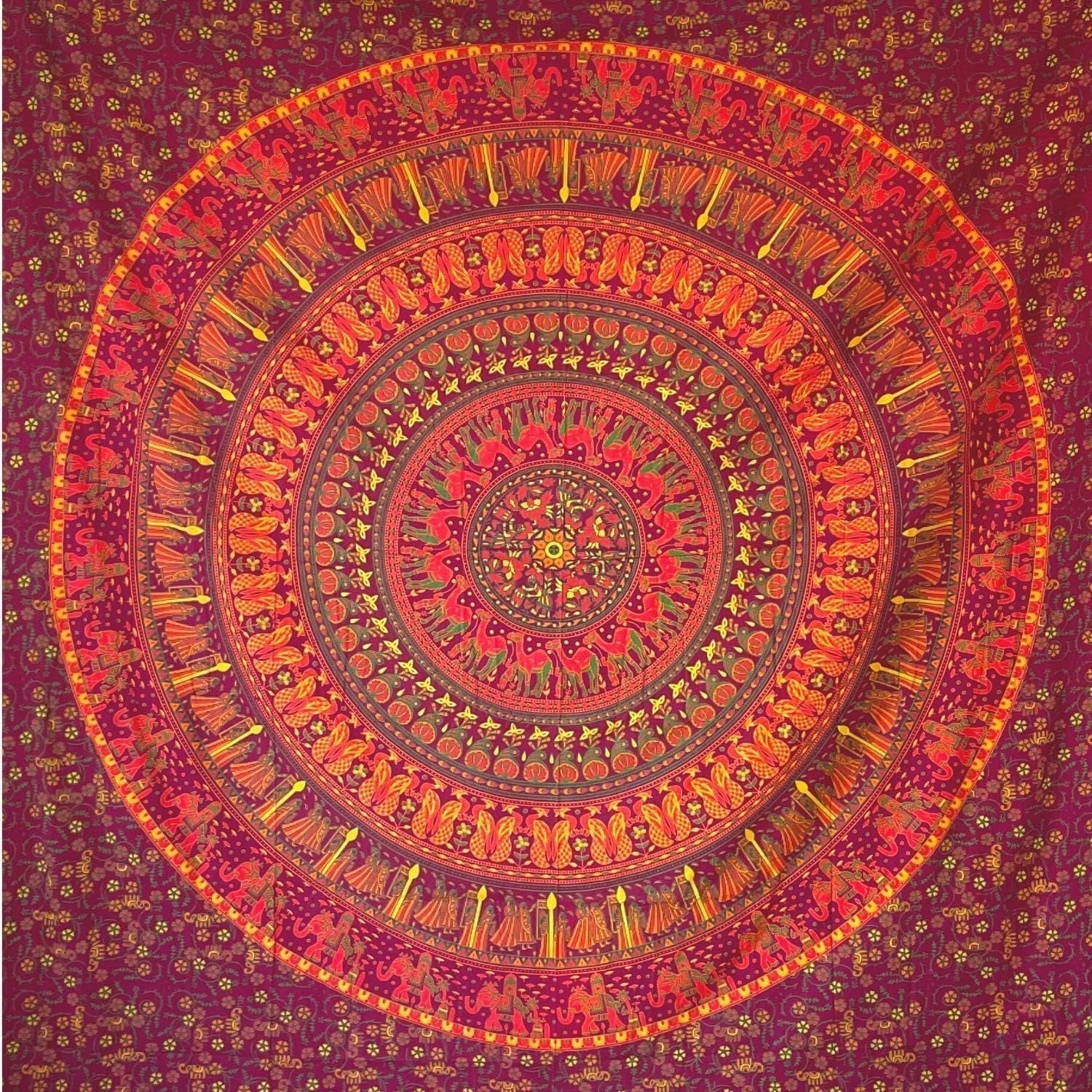 Wandkleed momomus mandala gekleurd katoen oosterse motieven Wonen - Accessoires en Decoratie Naty Shop Oranje 210L X 230B Cm