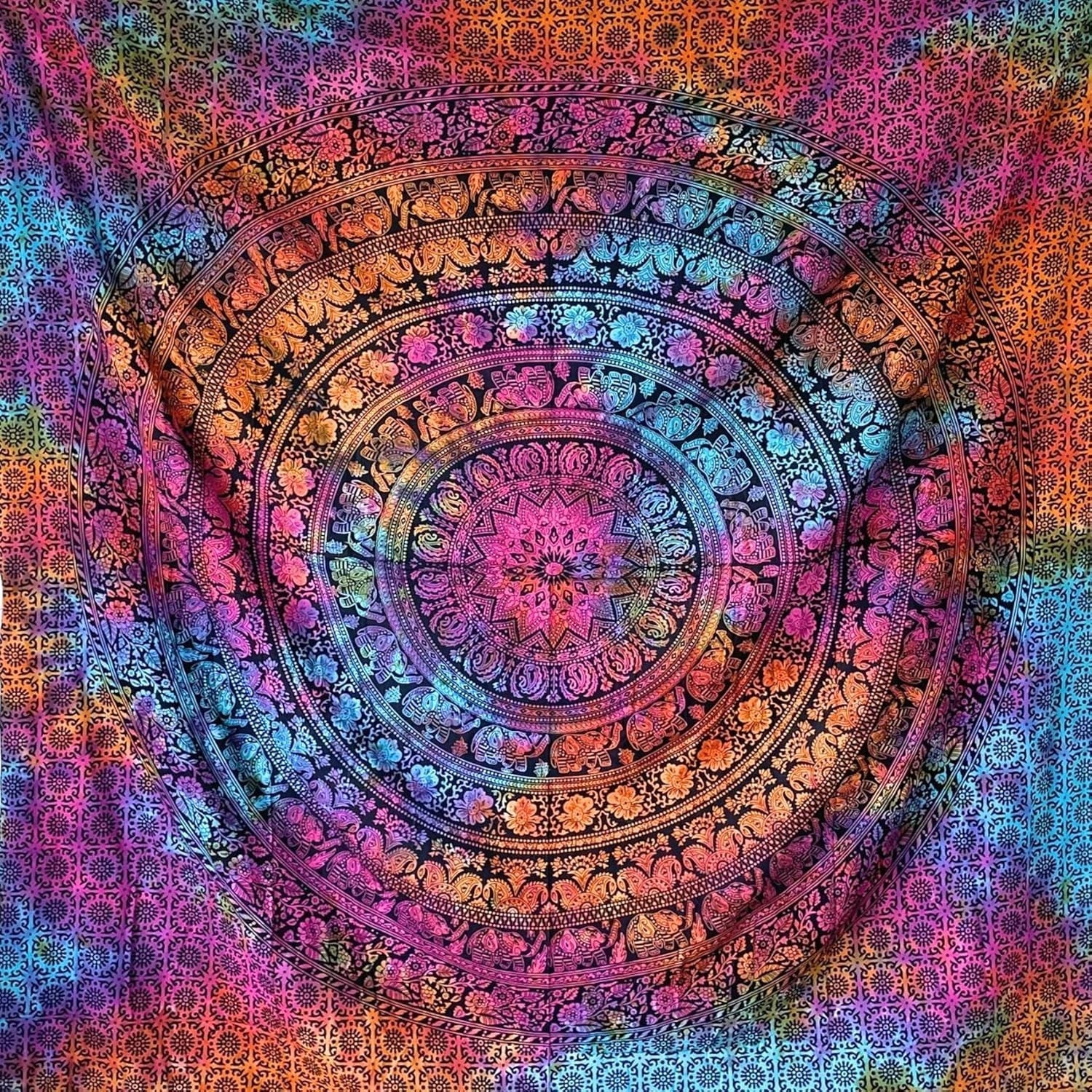 Wandkleed momomus mandala hippie of psychedelisch xxl Home - Accessoires en Decoratie Naty Shop Veelkleurig 16 230L X 210B Cm