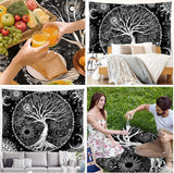 Wandtapijt zwart wit boom leven wandtapijt fasen maan Wonen - Accessoires en Decoratie Naty Shop