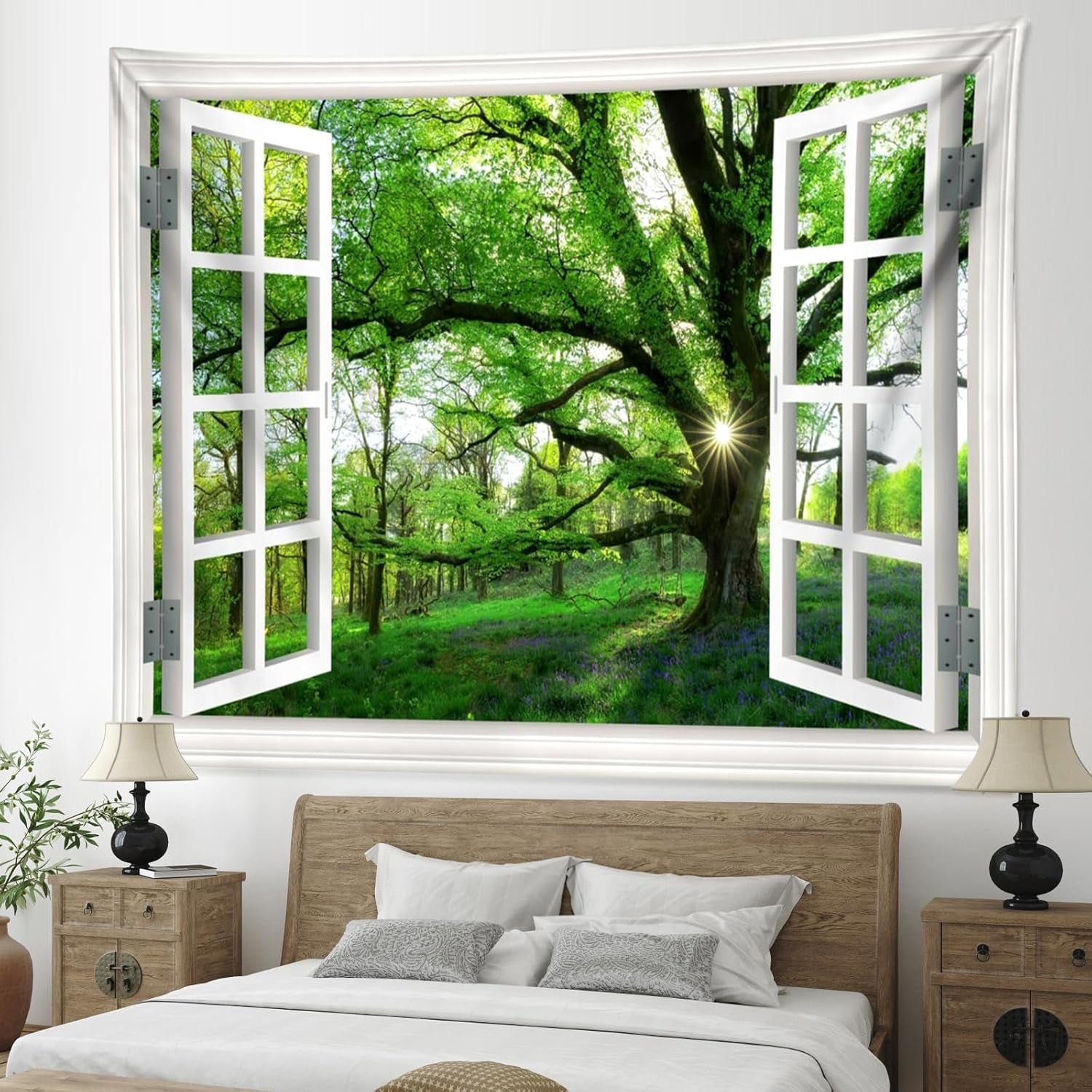 Wandtapijt jungle landschap xxl bos canvas raam Woonaccessoires en Decoratie Naty Shop