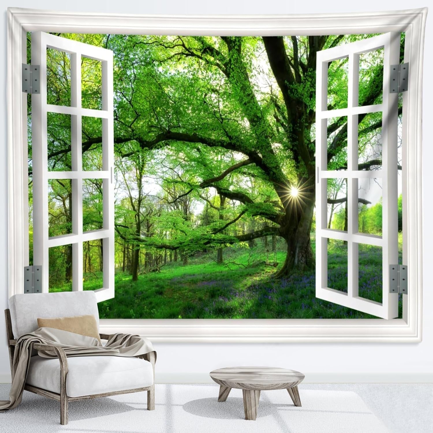 Wandtapijt jungle landschap xxl bos raamdoek Huis - Accessoires en Decoratie Naty Shop 240L X 220B Cm