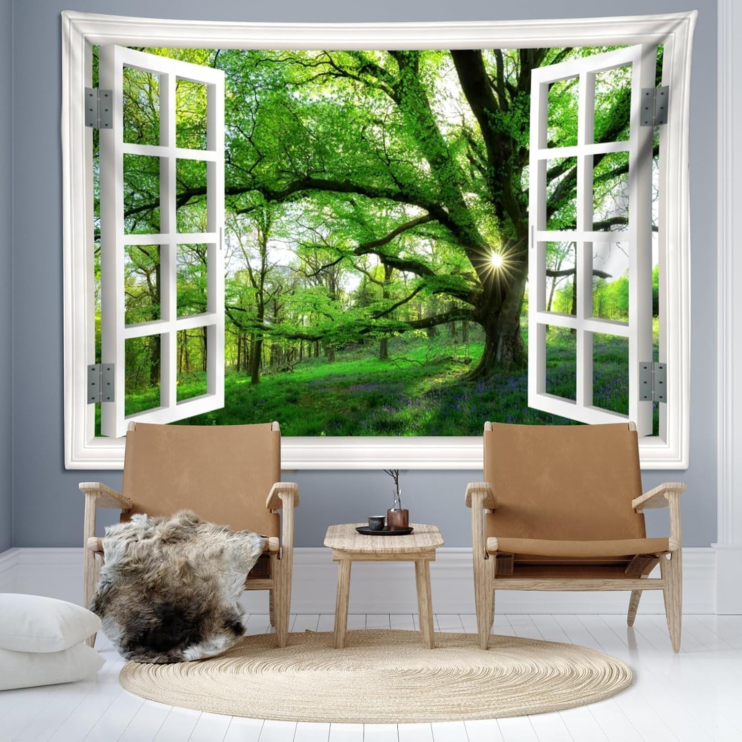 Wandtapijt jungle landschap xxl bos canvas raam Woonaccessoires en Decoratie Naty Shop