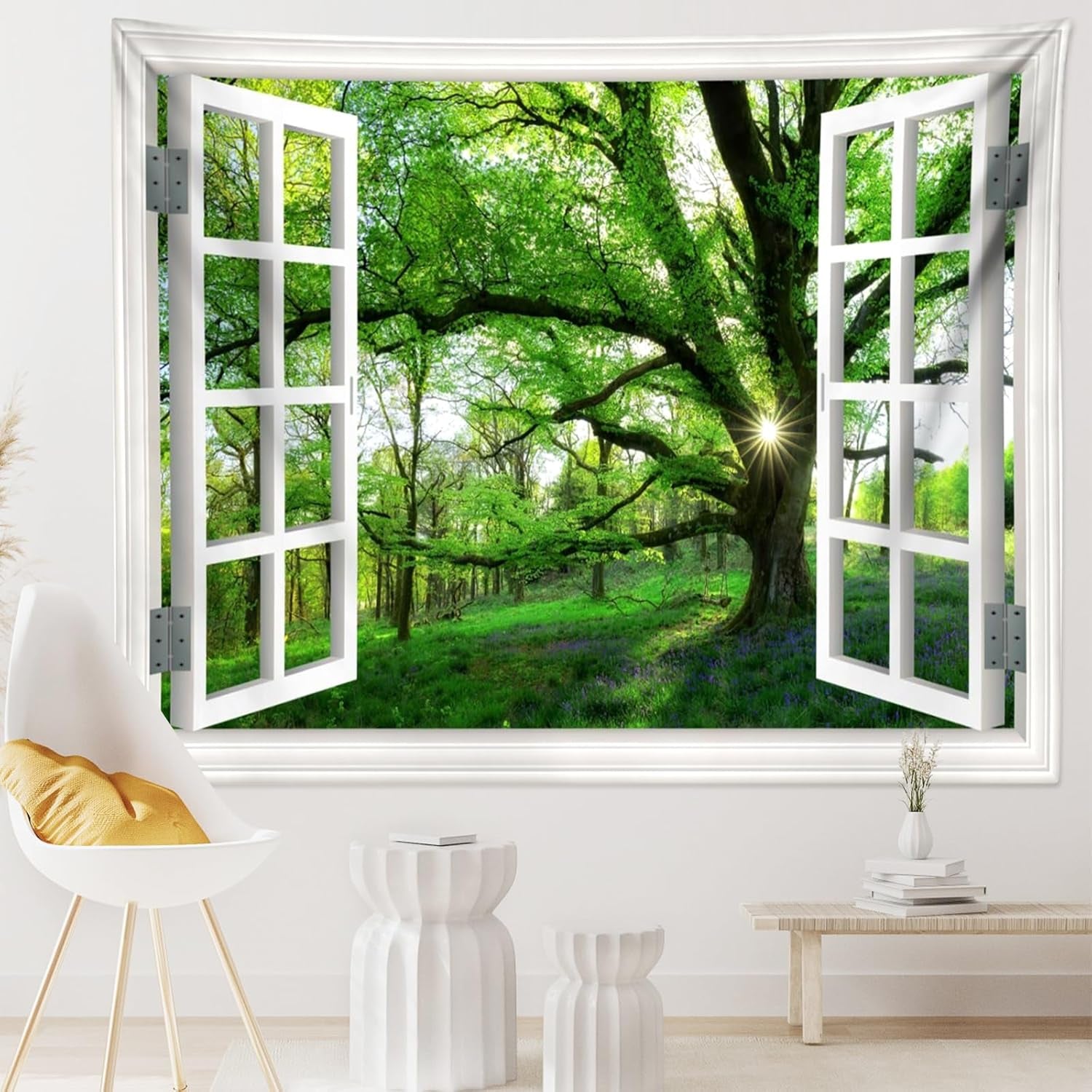 Wandtapijt jungle landschap xxl bos canvas raam Woonaccessoires en Decoratie Naty Shop