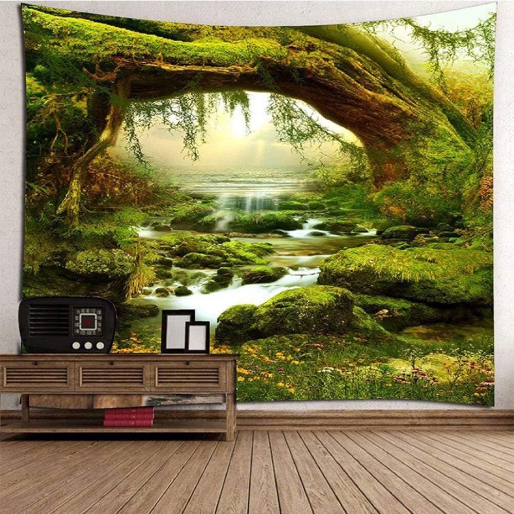 Psychedelisch wandtapijt licht bos wandtapijt zonlicht hangend landschap Wonen - Accessoires en Decoratie Naty Shop Multi 200L X 180B Cm