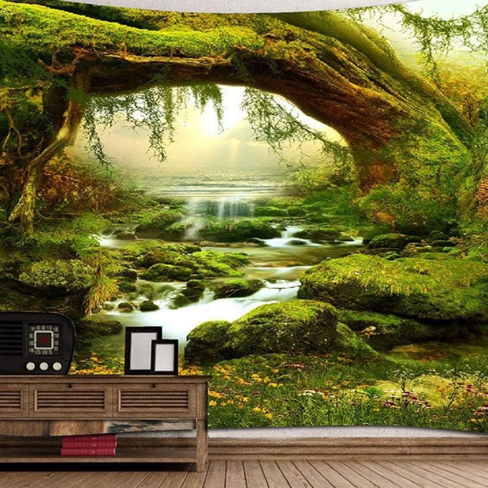 Psychedelisch wandtapijt licht bos wandtapijt zonlicht hangend landschap Huis - Accessoires en Decoratie Naty Shop