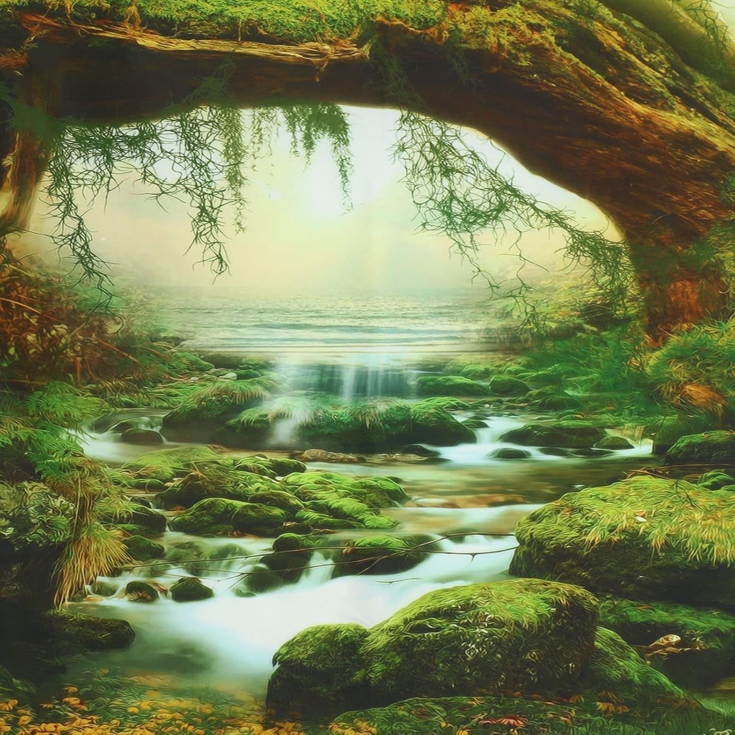 Psychedelisch wandtapijt licht bos wandtapijt zonlicht hangend landschap Huis - Accessoires en Decoratie Naty Shop