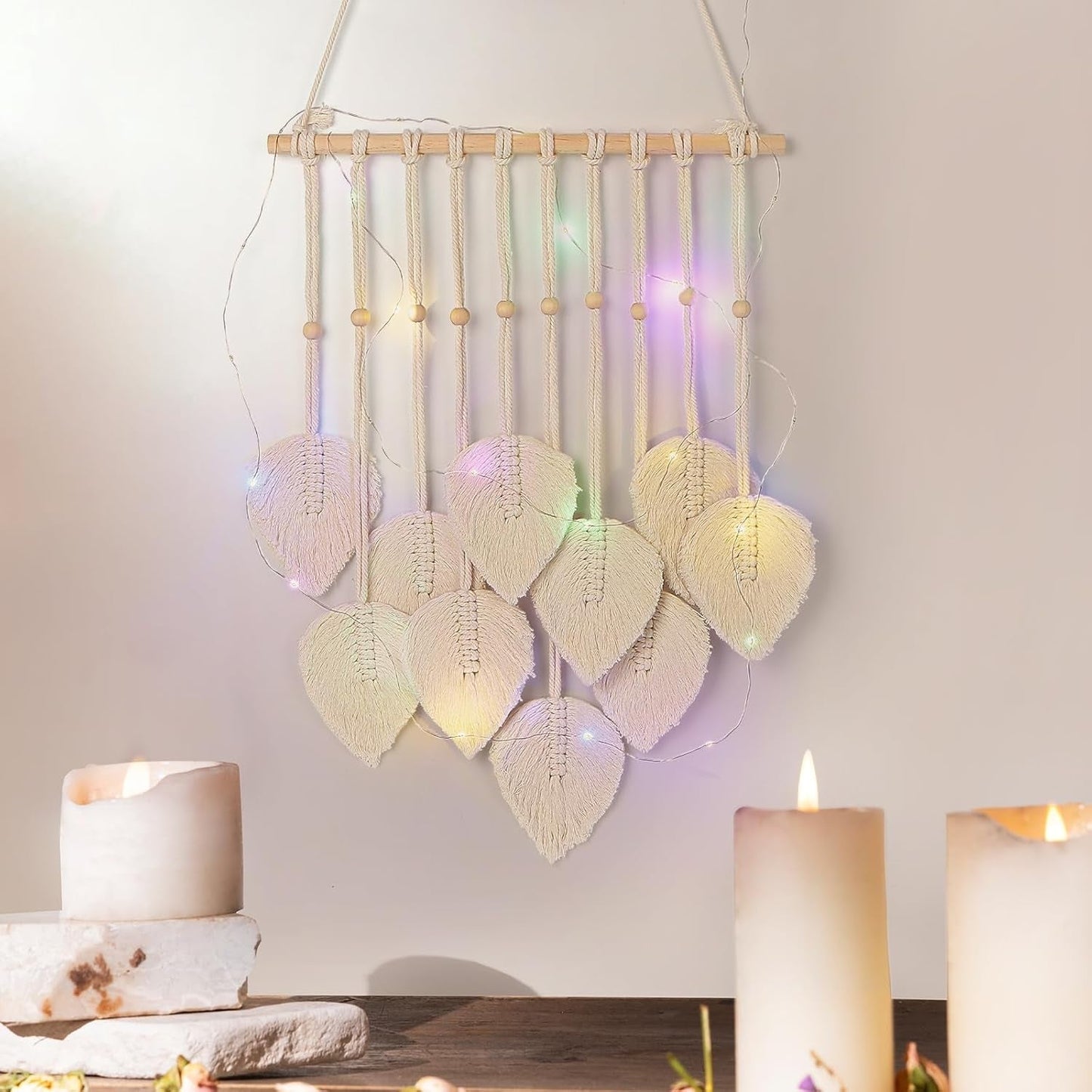 Wandtapijt quatre handgemaakte platte slinger geweven bladeren Home - Accessoires en Decoratie Naty Shop