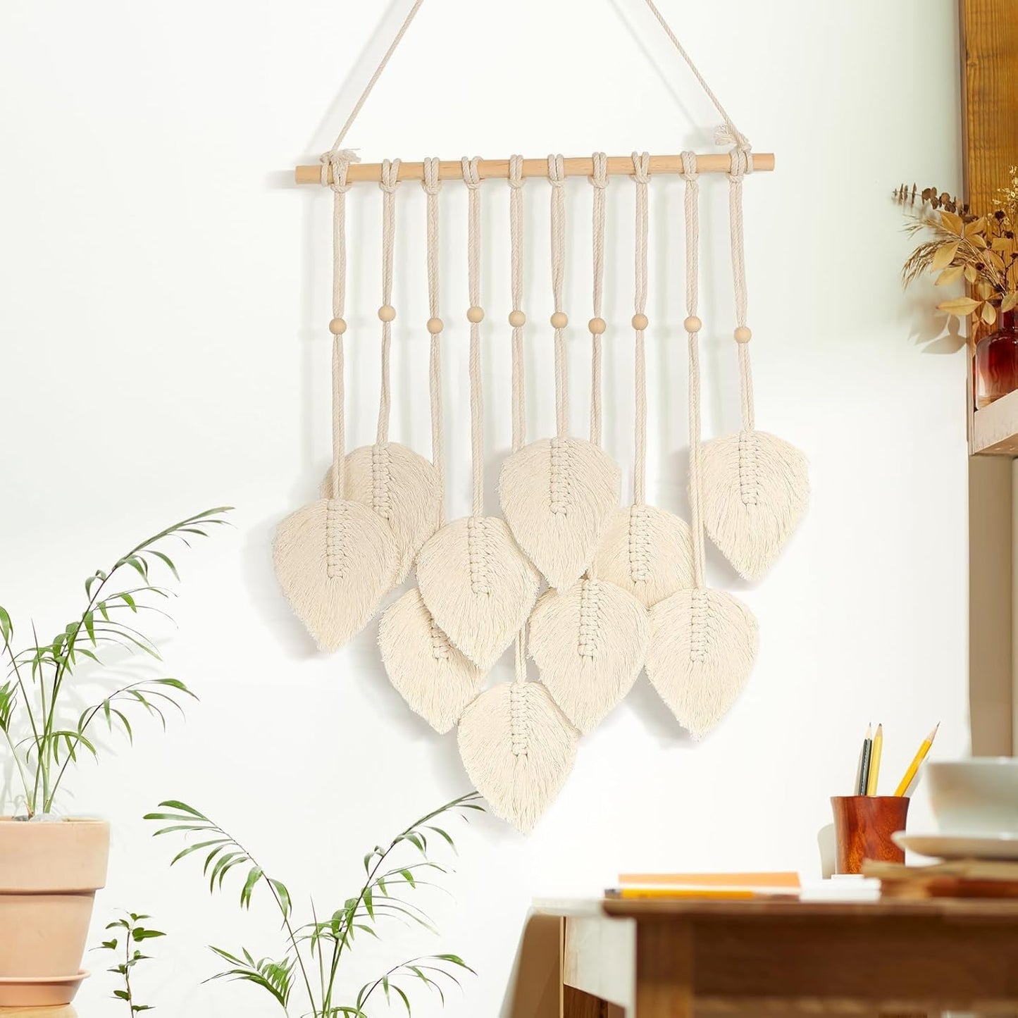 Wandtapijt quatre handgemaakte platte slinger geweven bladeren Home - Accessoires en Decoratie Naty Shop Standaardtitel