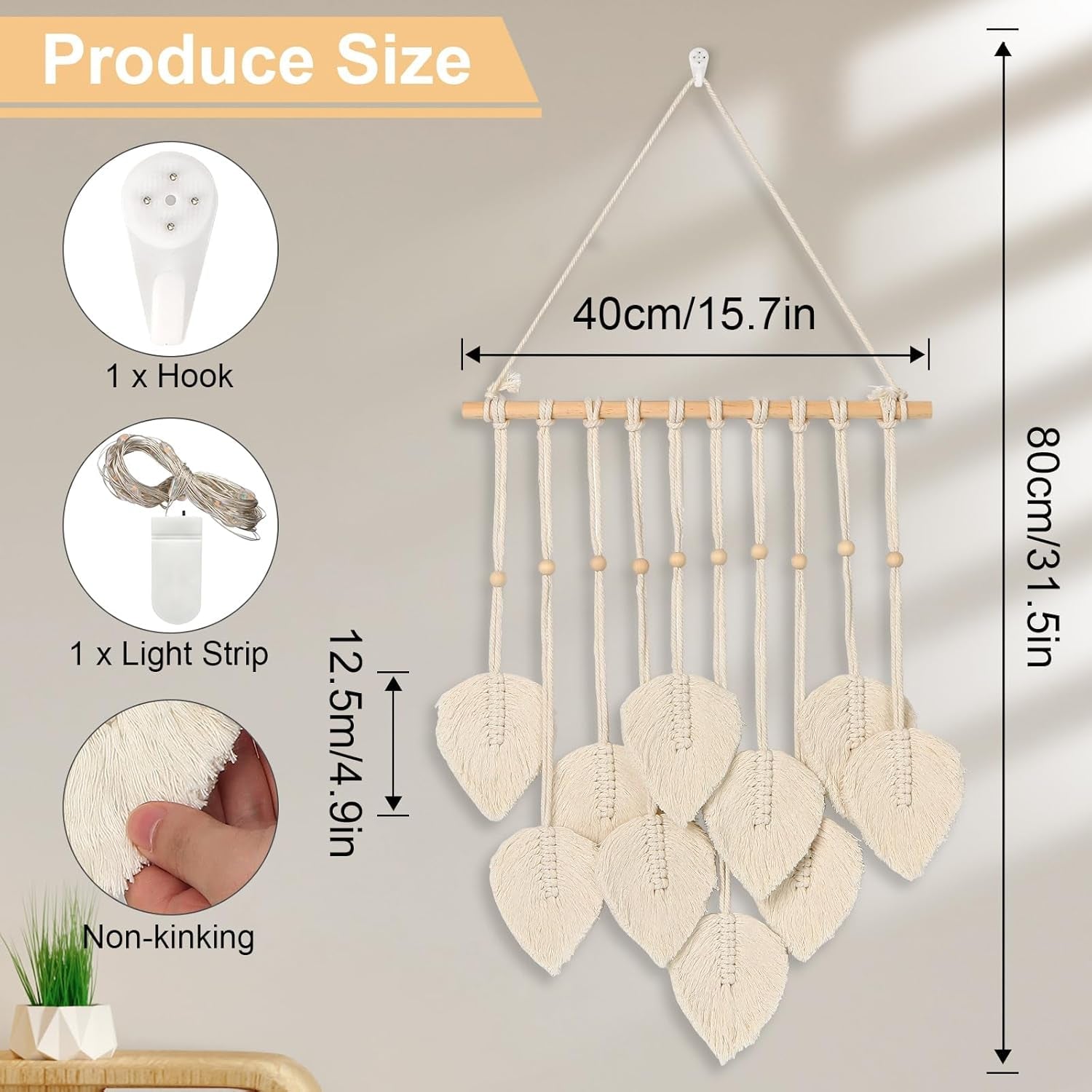 Wandtapijt quatre handgemaakte platte slinger geweven bladeren Home - Accessoires en Decoratie Naty Shop