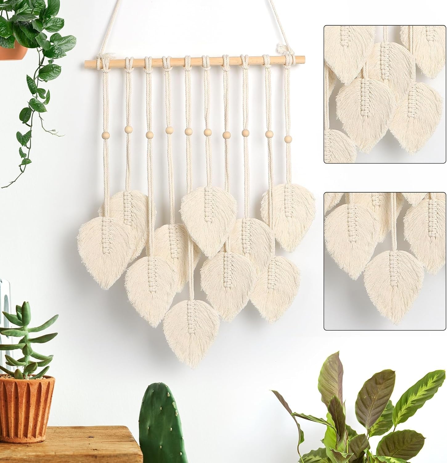 Wandtapijt quatre handgemaakte platte slinger geweven bladeren Home - Accessoires en Decoratie Naty Shop