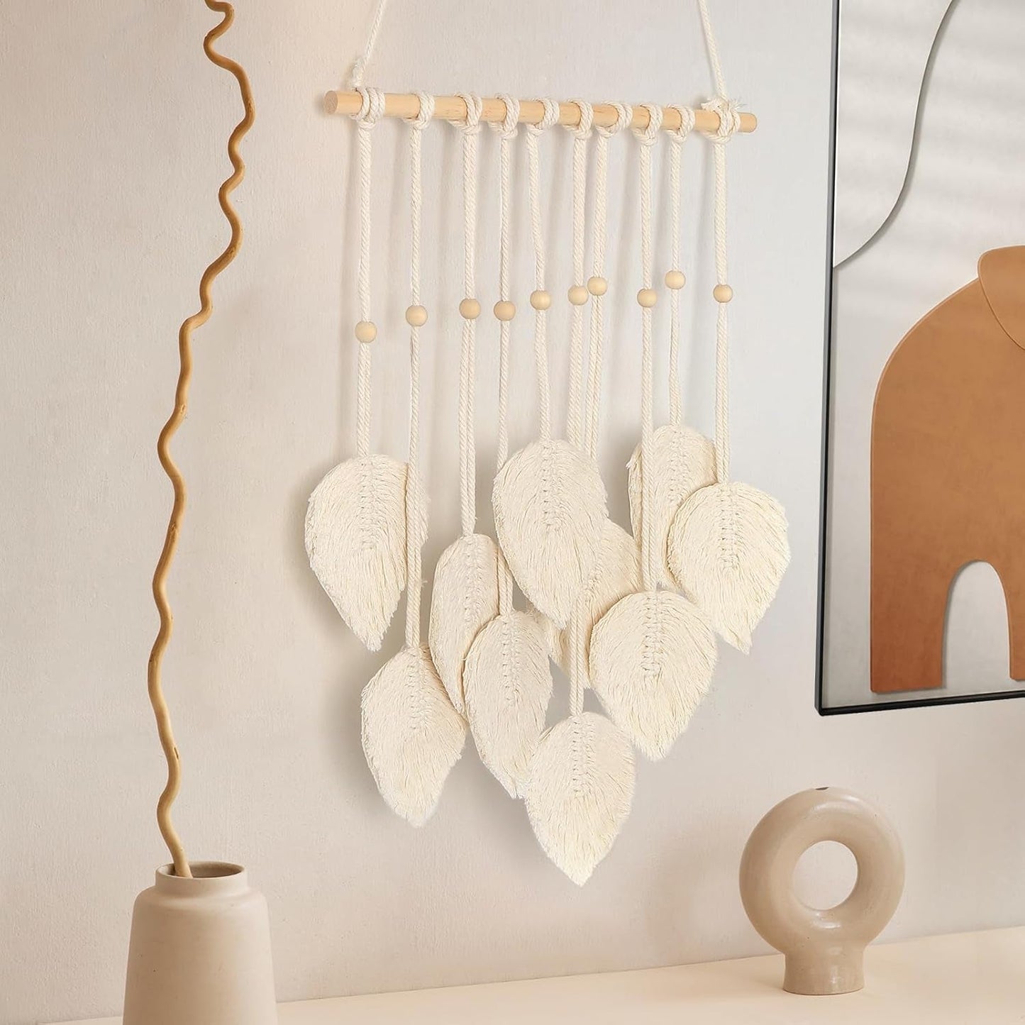 Wandtapijt quatre handgemaakte platte slinger geweven bladeren Home - Accessoires en Decoratie Naty Shop