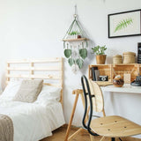 Wandtapijt houten plank slinger geweven bladeren Woon - Accessoires en Decoratie Naty Shop