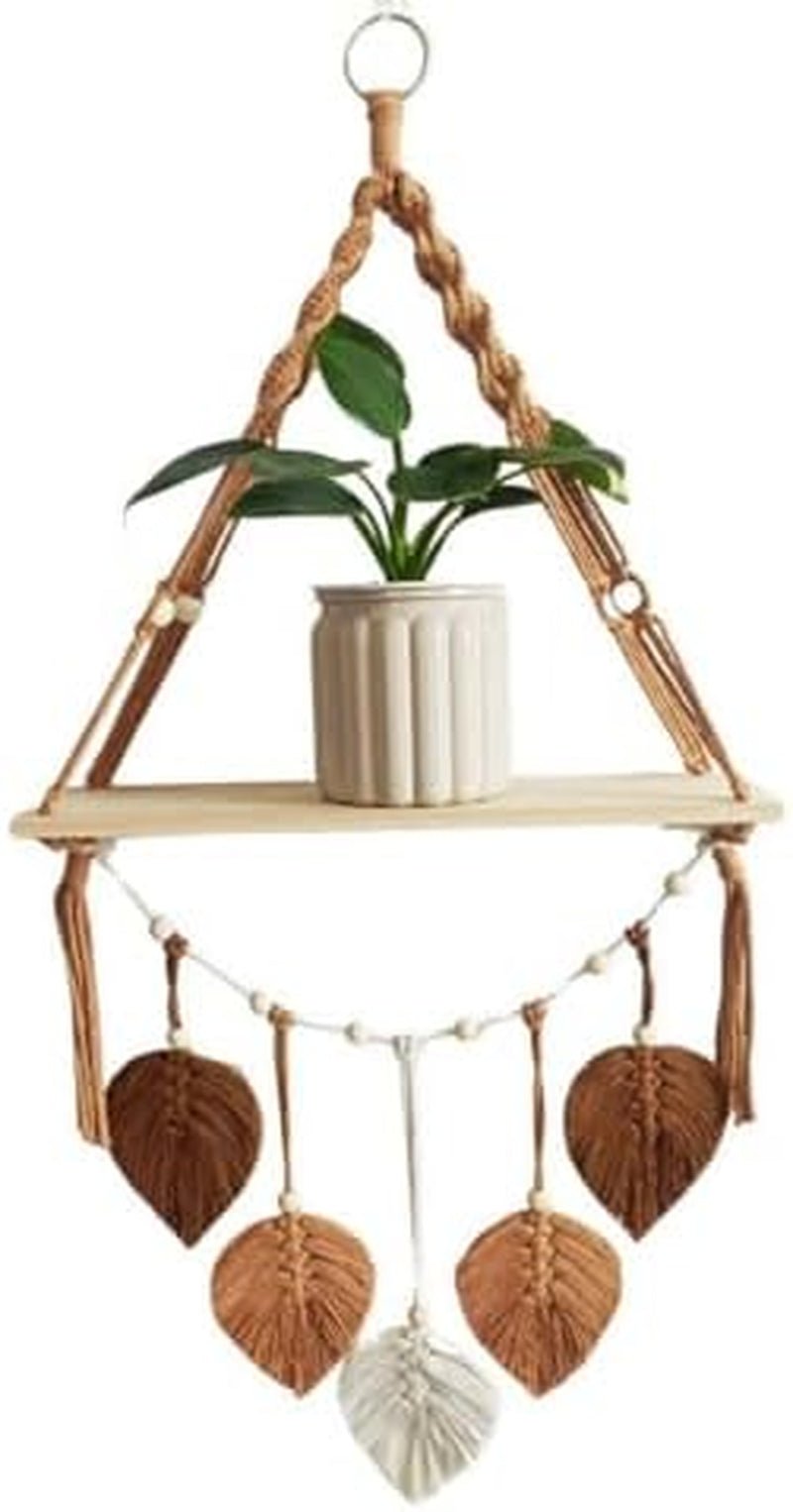 Wandtapijt houten plank slinger geweven bladeren Home - Accessoires en Decoratie Naty Shop Standaardtitel