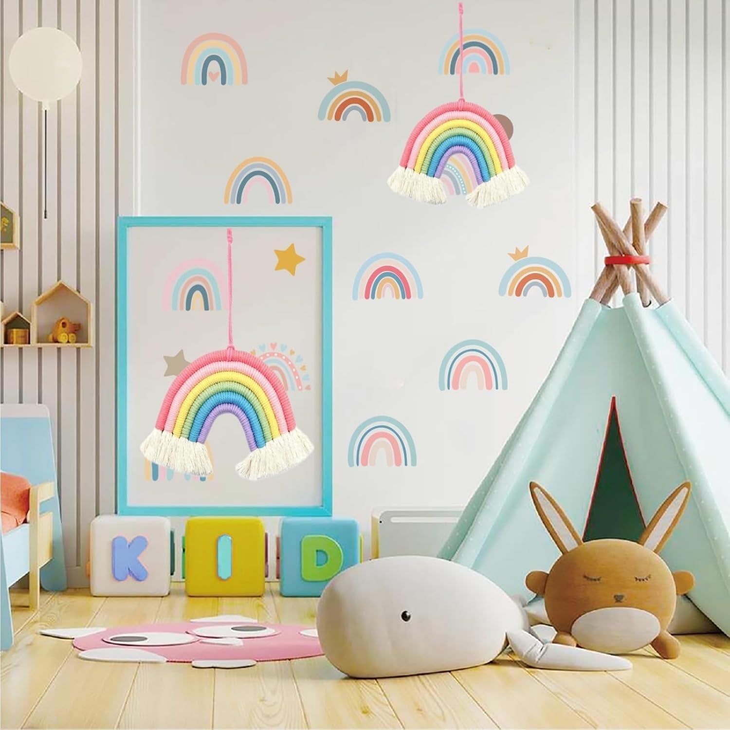 Decoratief regenboogtapijt ter decoratie van de slaapkamer van de kinderkamer Casa - Accessoires en Decoratie Naty Shop
