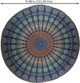 Rond wandkleed pauw mandala centimeter roundie hippie voorkant Huis - Accessoires en Decoratie Naty Shop