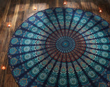 Rond wandkleed pauw mandala centimeter roundie hippie voorkant Huis - Accessoires en Decoratie Naty Shop