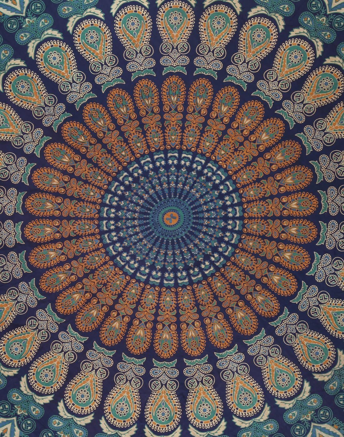 Rond wandkleed pauw mandala centimeter roundie hippie voorkant Huis - Accessoires en Decoratie Naty Shop