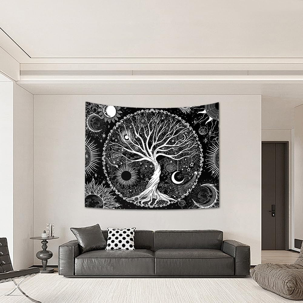 Wandtapijt sequpr boom leven zon maan Wonen - Accessoires en Decoratie Naty Shop