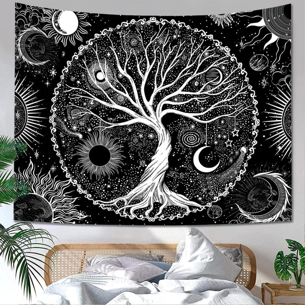 Wandtapijt sequpr boom leven zon maan Home - Accessoires en Decoratie Naty Shop 150L X 129,5B Cm