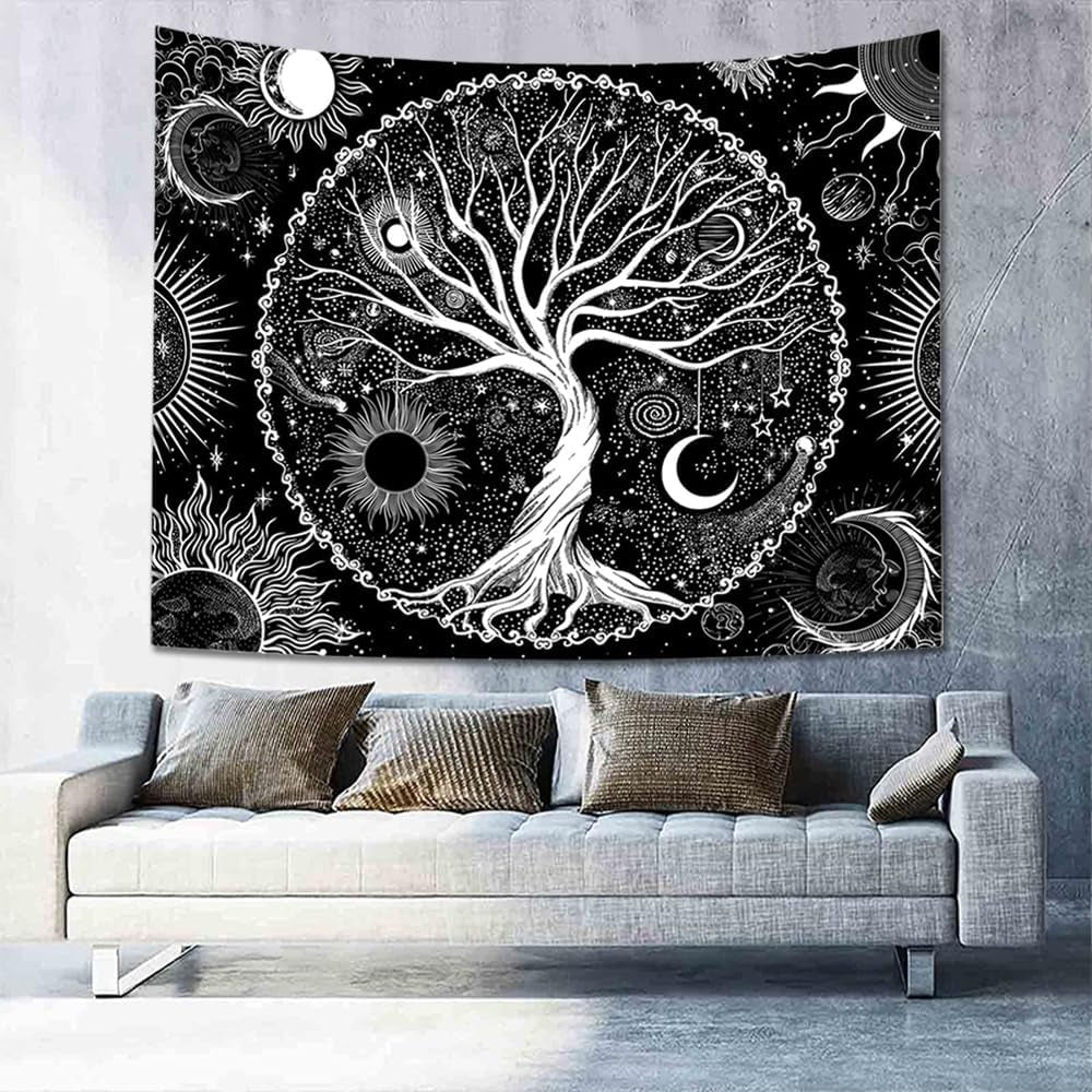 Wandtapijt sequpr boom leven zon maan Wonen - Accessoires en Decoratie Naty Shop