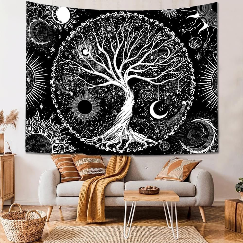 Wandtapijt sequpr boom leven zon maan Wonen - Accessoires en Decoratie Naty Shop