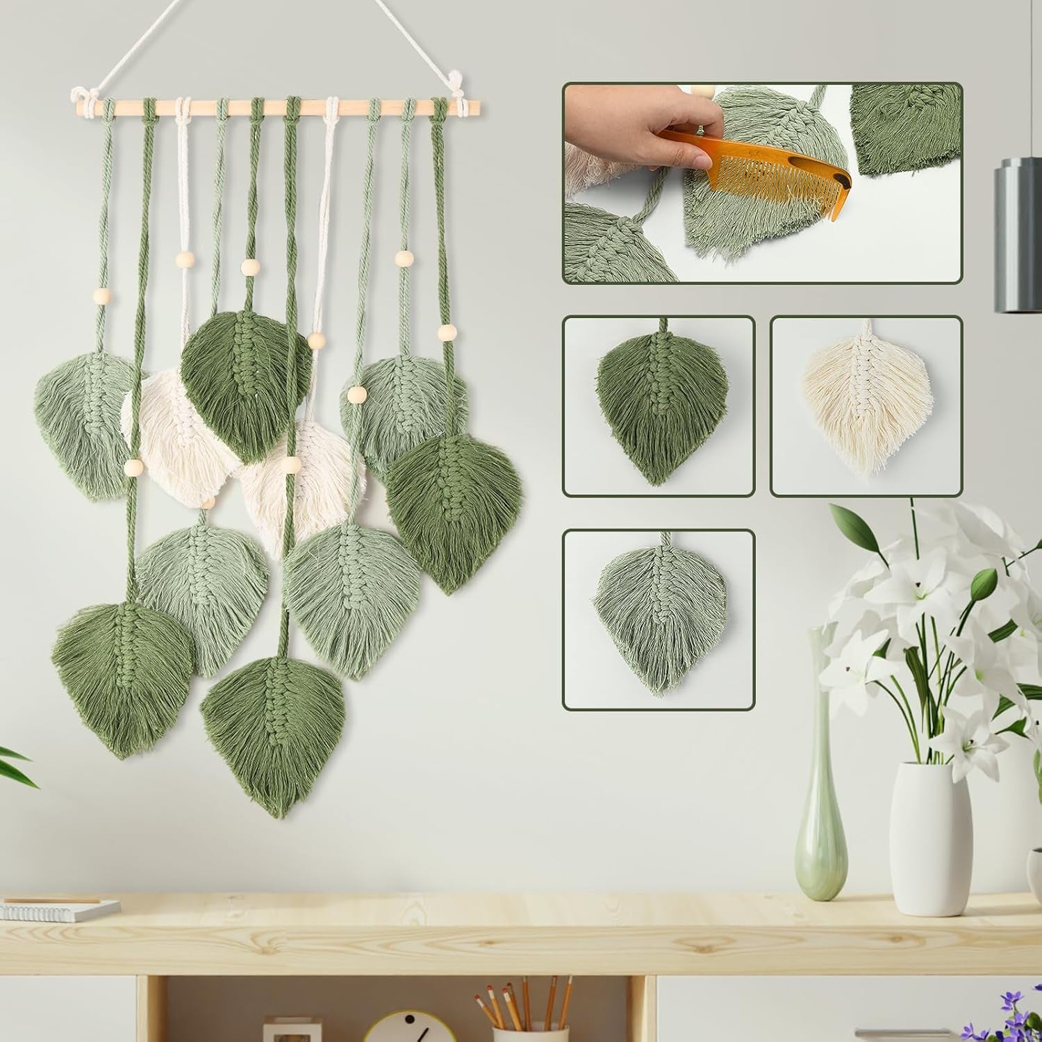 Raamdecoratie in tapisseriestijl 40cm groen Wonen - Accessoires en Decoratie Naty Shop
