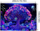 Wandtapijt suaywo psychedelische fluorescerende boom levenskamer Huis - Accessoires en Decoratie Naty Shop