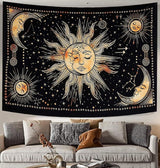 Wandtapijt zon maan ster spiritueel esthetisch regenboog katoen Wonen - Accessoires en Decoratie Naty Shop Geel 210L X 140B Cm