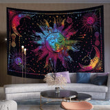 Wandtapijt zon maan ster spiritueel esthetisch regenboog katoen Wonen - Accessoires en Decoratie Naty Shop
