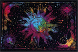 Wandtapijt zon maan ster spiritueel esthetisch regenboog katoen Wonen - Accessoires en Decoratie Naty Shop