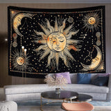 Wandtapijt zon maan ster spiritueel esthetisch regenboog katoen Wonen - Accessoires en Decoratie Naty Shop Geel 102L X 77B Cm