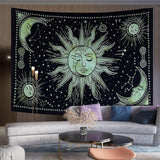 Wandtapijt zon maan ster spiritueel esthetisch regenboog katoen Woon - Accessoires en Decoratie Naty Shop Groeten 150L X 137B Cm