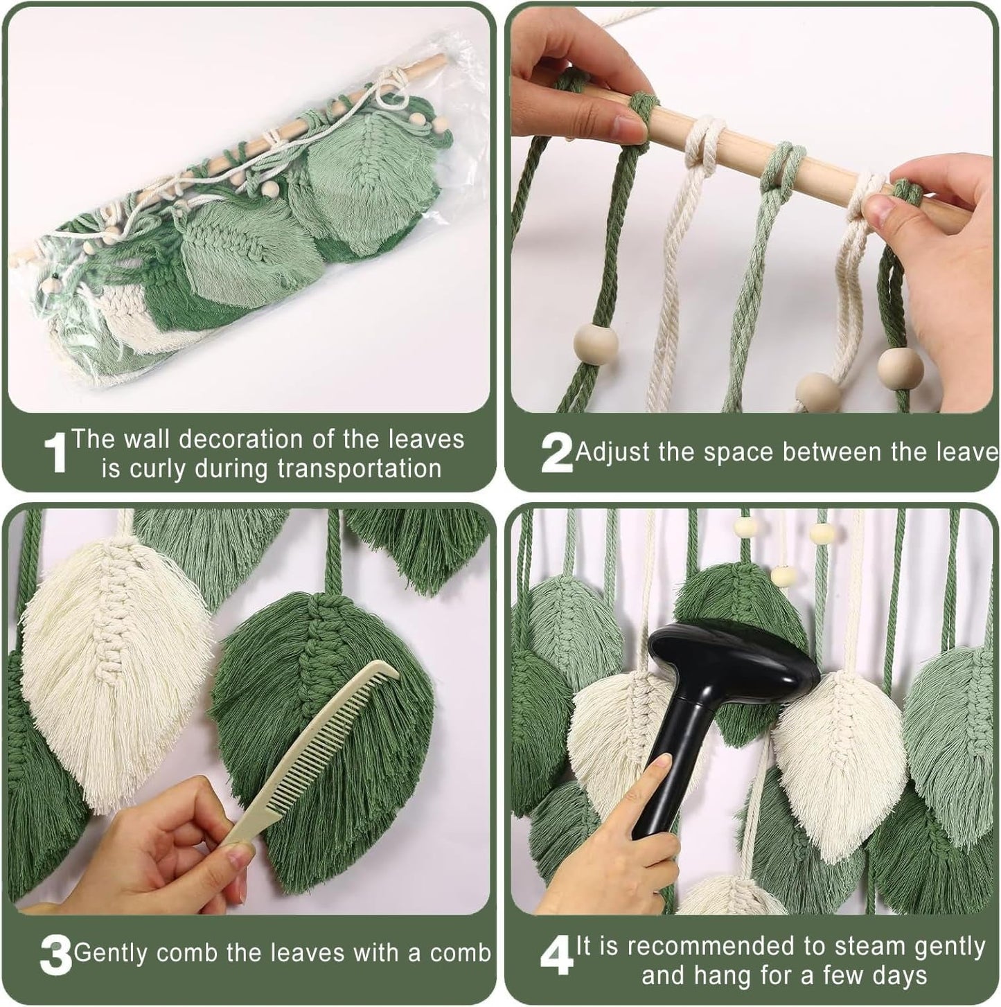 Wandtapijt ophangdecoratie geweven bladeren Home - Accessoires en Decoratie Naty Shop
