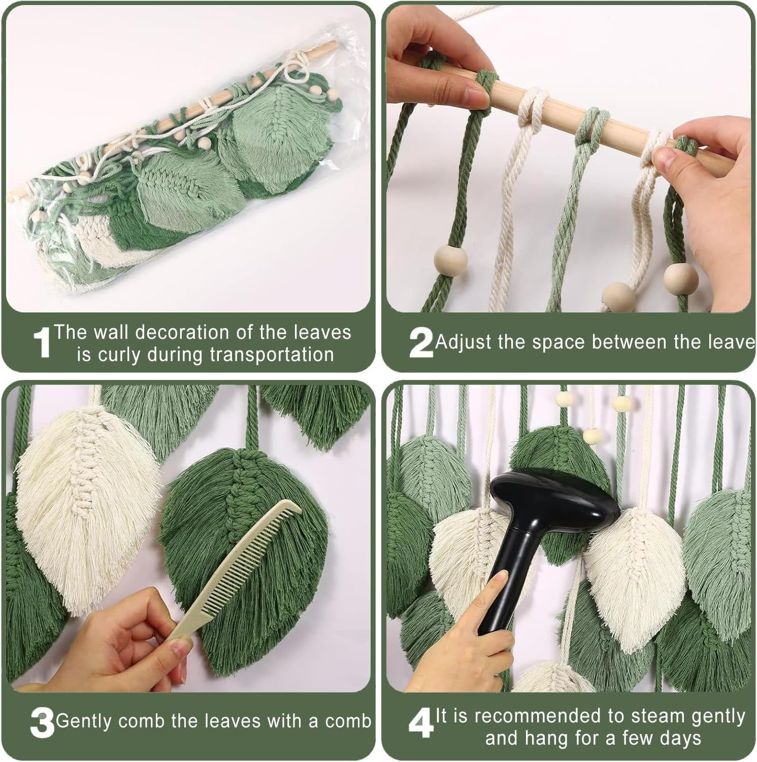 Wandtapijt ophangdecoratie geweven bladeren Home - Accessoires en Decoratie Naty Shop