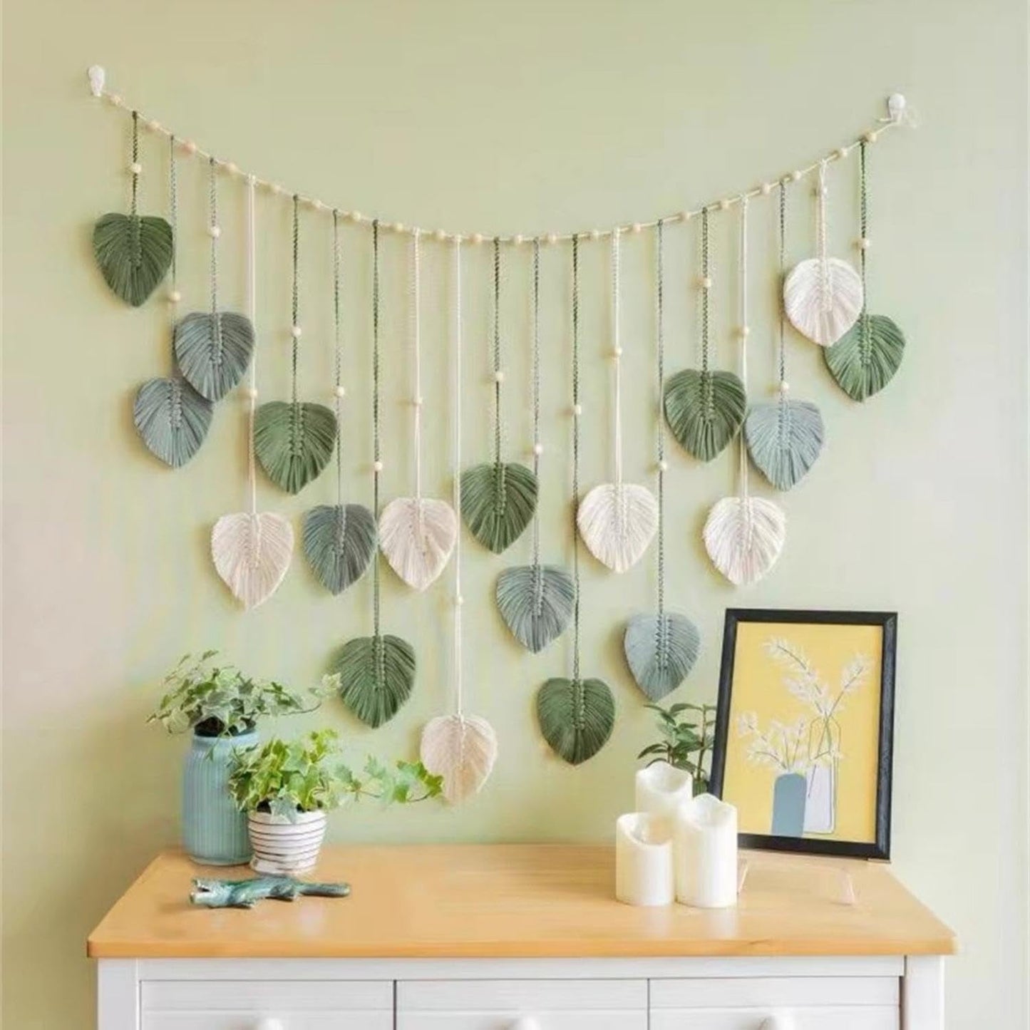 Wandtapijt ophangdecoratie geweven bladeren Home - Accessoires en Decoratie Naty Shop
