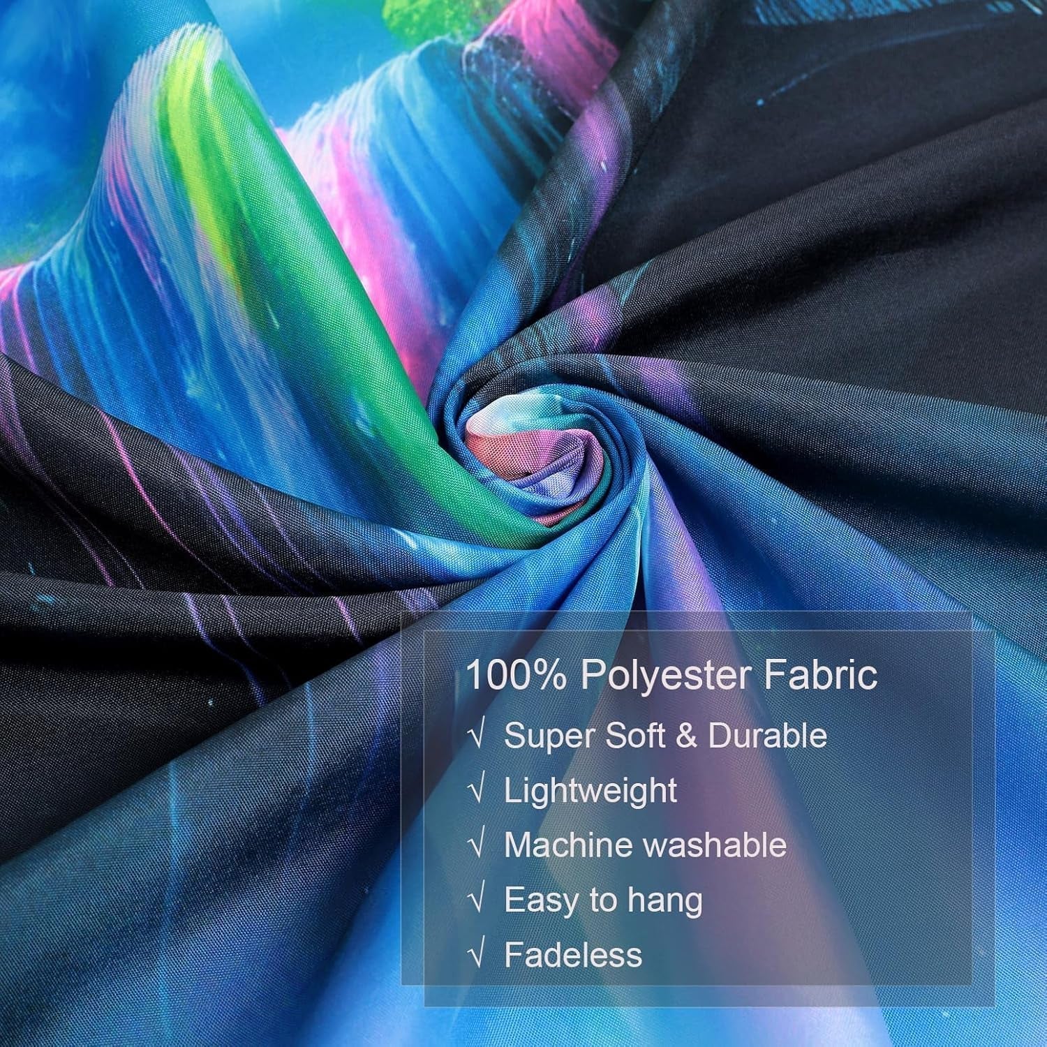 Wandtapijt wandtapijt planetair waterval fantasie zwart licht Wonen - Accessoires en Decoratie Naty Shop