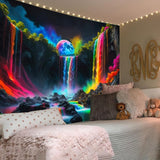 Wandtapijt wandtapijt planetair waterval fantasie zwart licht Wonen - Accessoires en Decoratie Naty Shop