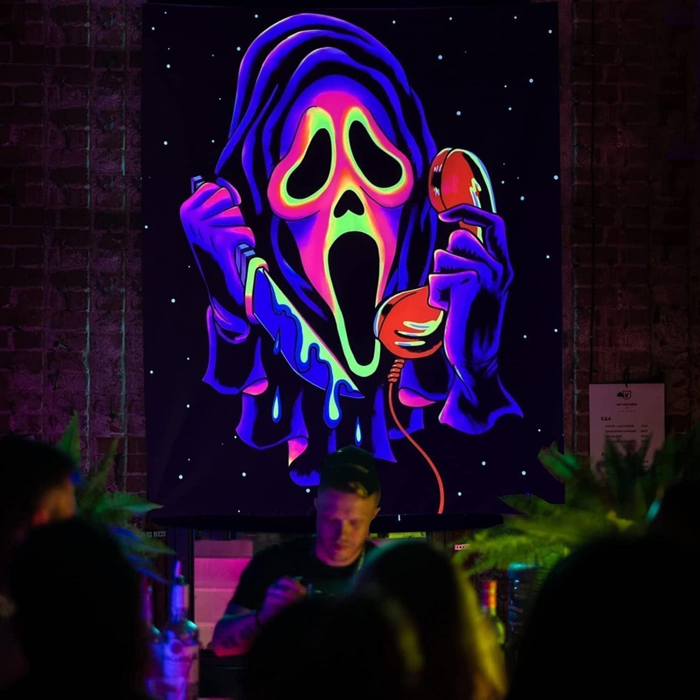 Eng gezicht wandtapijt wandtapijt blacklight reactieve geesten Home - Accessoires en Decoratie Naty Shop 200L X 150B Cm