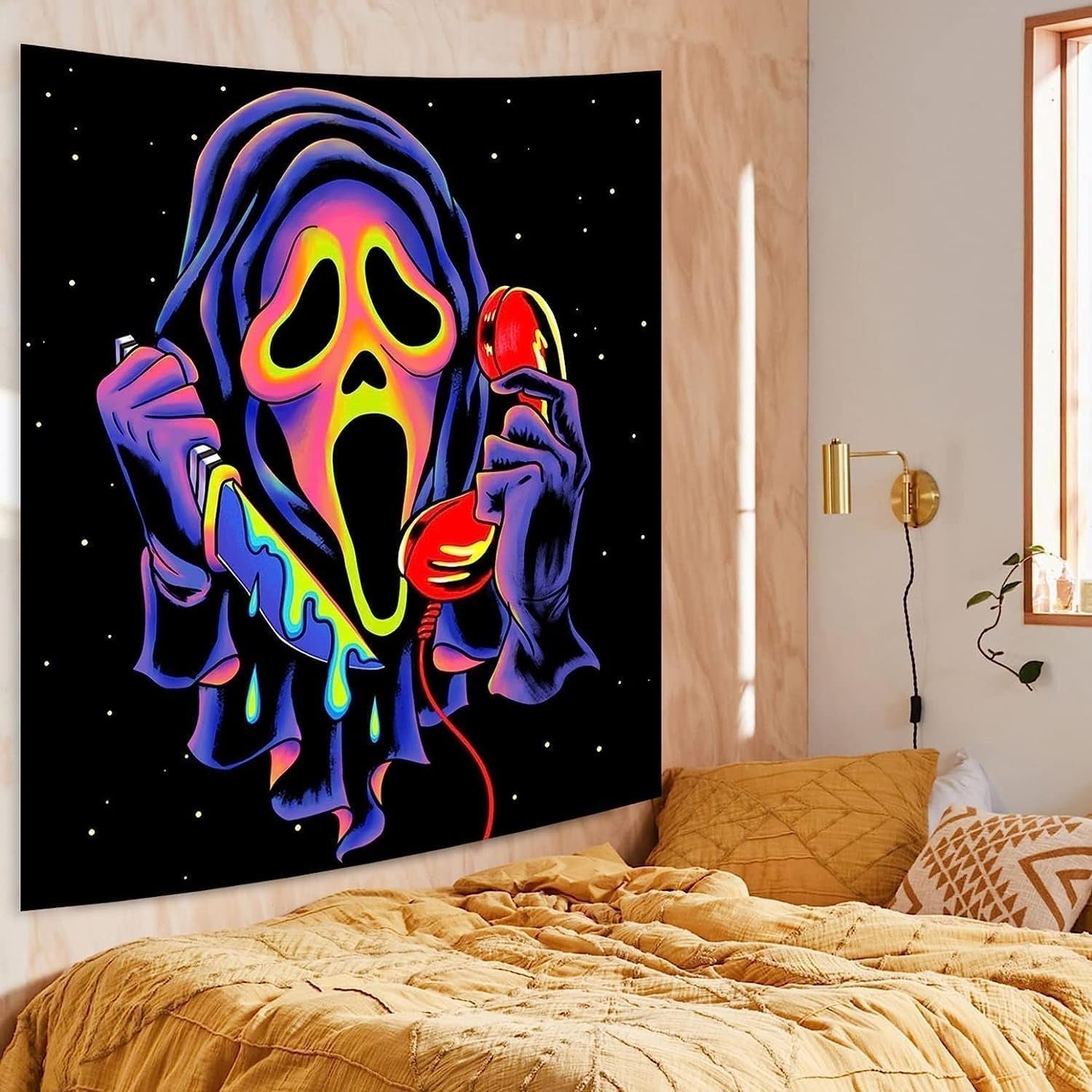 Wandtapijt wandtapijt horror gezicht blacklight geesten reactief Home - Accessoires en Decoratie Naty Shop