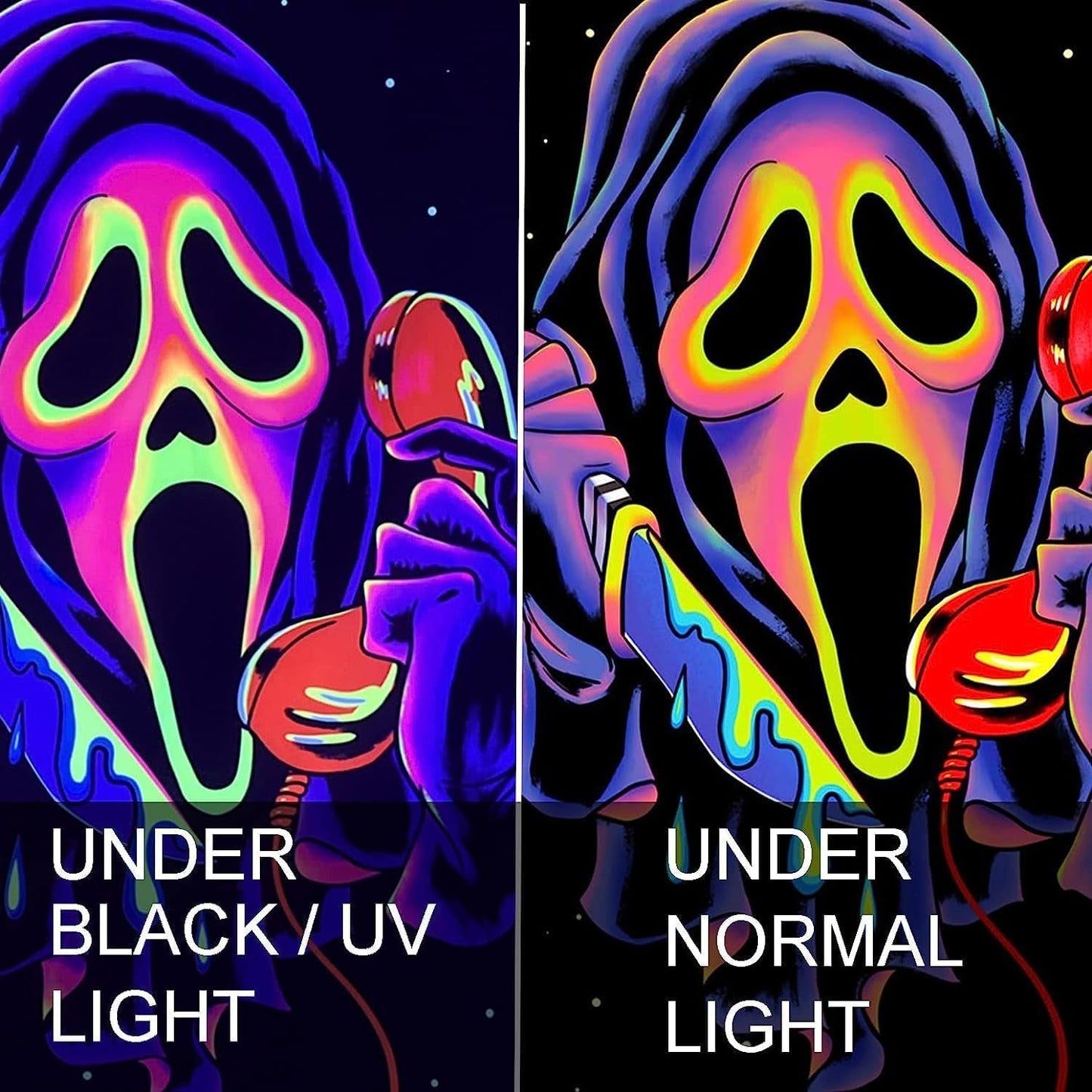 Wandtapijt wandtapijt horror gezicht blacklight geesten reactief Home - Accessoires en Decoratie Naty Shop