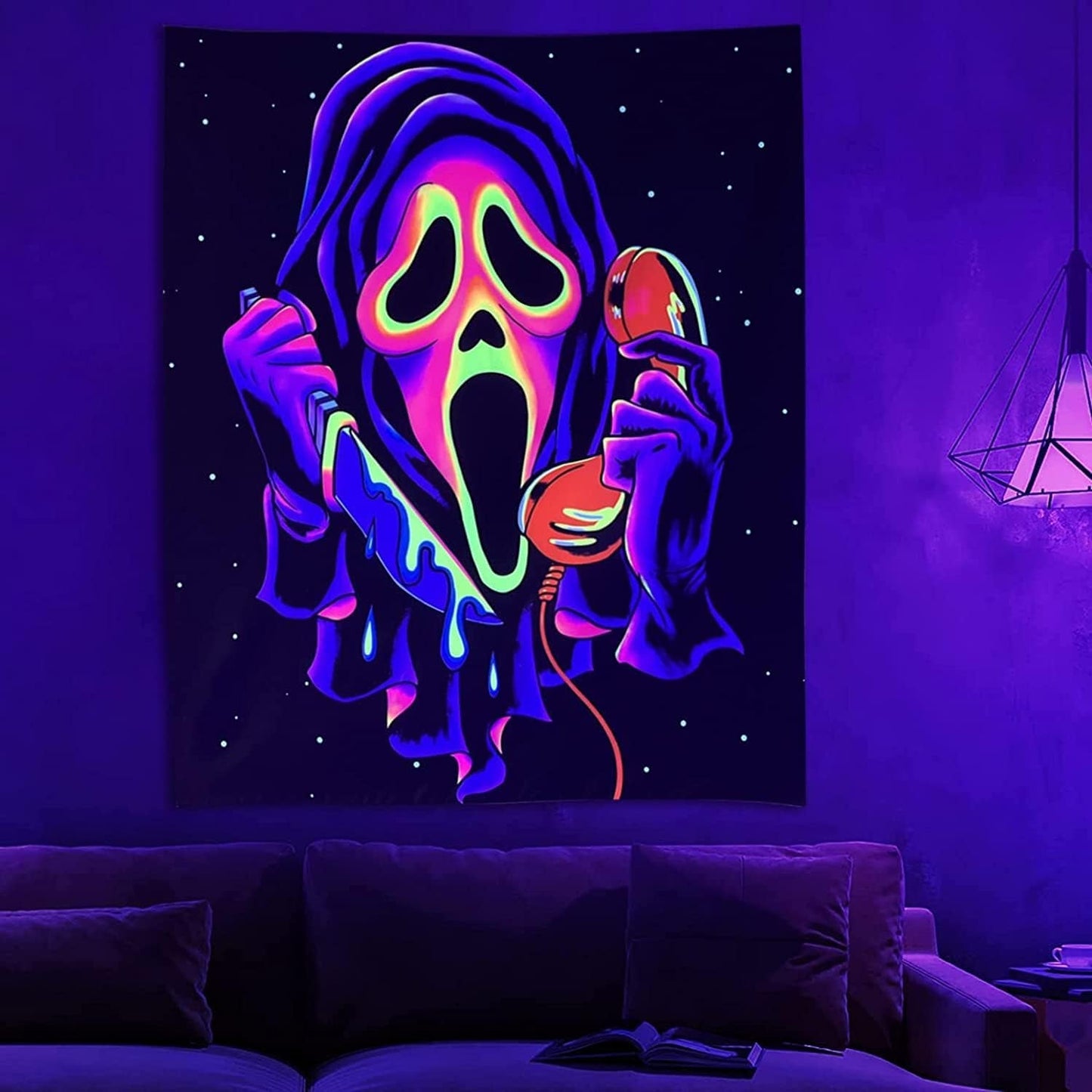 Wandtapijt wandtapijt horror gezicht blacklight geesten reactief Home - Accessoires en Decoratie Naty Shop