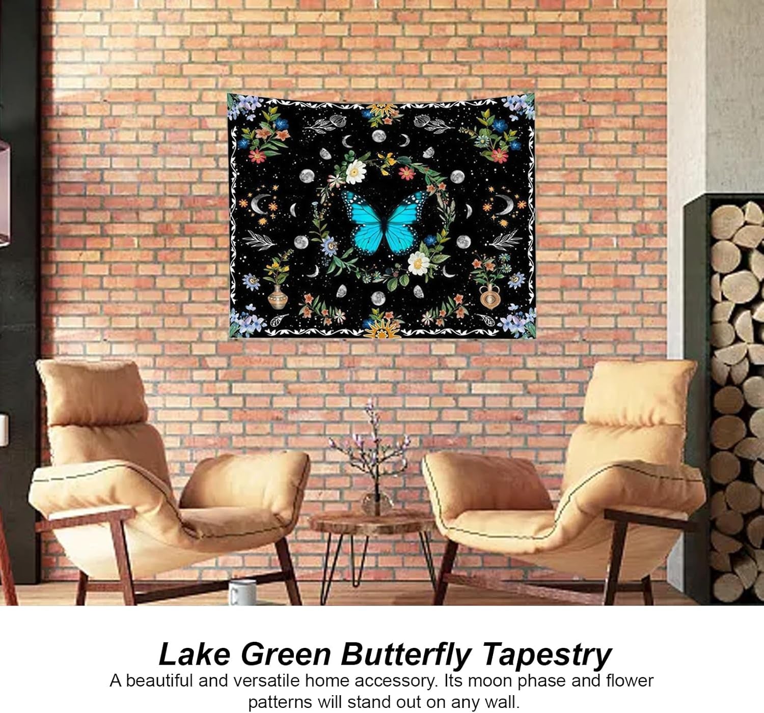 Wandtapijt wandtapijt groene vlinders geborstelde stof Home - Accessoires en Decoratie Naty Shop